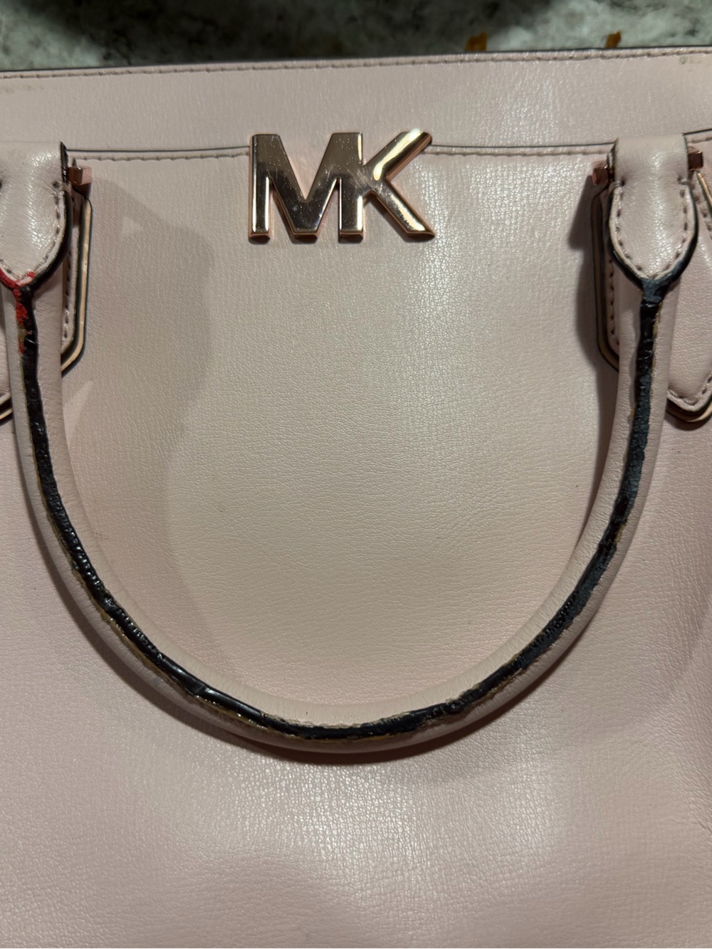 Michael Kors Pale Pink Leather Tote with Gold MK Logo